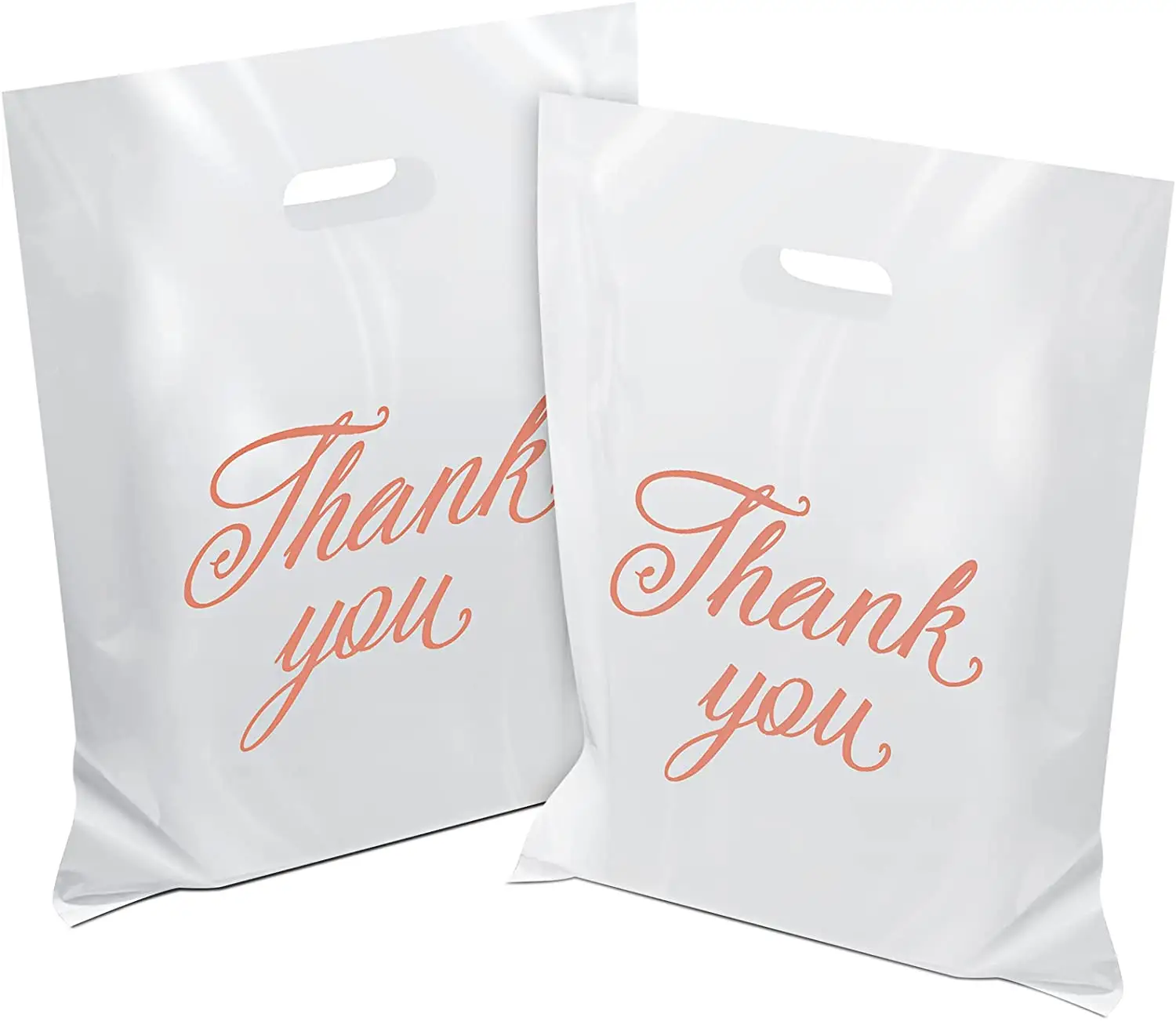 Eco-Friendly LDPE Plastic White Thank You Packing Bags with Logo Custom Poly Merchandise Bags