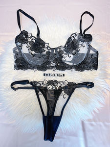 Novedades, ropa interior de niña traviesa, sujetador y bragas maduras personalizados, con letras de diamantes de imitación Tanga, conjuntos de sujetador bordado PARA EL Día de San Valentín - Product Image 6