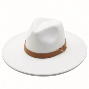 Wholesale Unisex Felt Fedora <b>Hats</b> 9.5 cm Wide Brim Vintage Men and Women Fedora Felt <b>Hat</b> With <b>Band</b> Decoration - Product Image 3