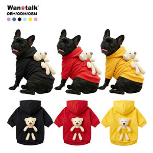 Red Hooded Sweatshirt For French Bulldogs With Adorable Teddy Bear Pocket - Stylish &amp; Comfortable Pet <strong>Clothing</strong> - Product Image 1