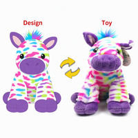 Peluche Zèbre Tie-Dye Arc-en-Ciel 18cm, Animal en Peluche Coloré, Poupée Zèbre Assise, Peluche Douce pour Cadeau Enfant