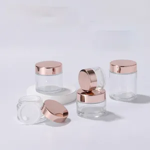 Listo para nave de alta calidad de Oro rosa metálico frascos de vidrio botella de embalaje para cosméticos