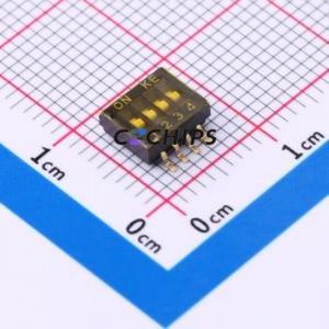DSHP04TSGER DIP Switch SMD-8P,5.4x6.6mm Switch Flat Toggle, Groove Type Single Pole Single Throw 4 Gull Wing Type - Product Image 1