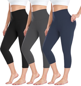 Pantalon Legging Long Tricoté Taille Haute Respirant en Velours Fin Style Vintage Uni pour l'Été - Product Image 1