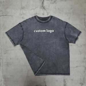 T-shirts pour hommes en coton 100% tricoté, respirants, écologiques, lavés à l'acide, à manches courtes, style streetwear, avec logo personnalisé - Product Image 4