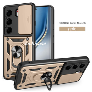 Lichicase Push Window Phone Cover para Tecno Camon 40 Premier 5G Rotate Ring Stand Car Magnetic Case - Product Image 1