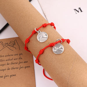 भाग्यशाली 7 गाँठ लाल स्ट्रिंग गुलाबी रंग कसम खाता वादा युगल कंगन समायोज्य प्रेमी दोस्ती धागा संरक्षण कॉर्ड किनारी कंगन - Product Image 6