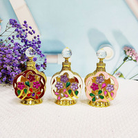 Botol Attar Isi Ulang Botol Kaca Esensial Parfum Logam Batu Perhiasan Bunga Plum Paten 12Ml #12101