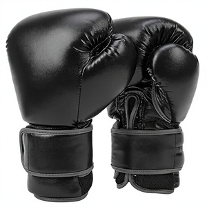นวมชกมวย PU สีดำ แบบติดตีนตุ๊กแก สำหรับฝึกซ้อม ต่อยกระสอบทราย มวยไทย - Product Image 1