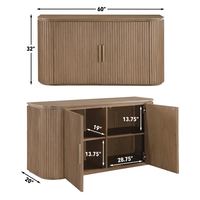 Buffet en chêne en bois massif de 60 ''de large, serveur de stockage, armoire console multifonctionnelle, conceptions d'armoire de séparation de salon Sunrise