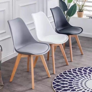 Muebles modernos de lujo para el hogar, patas de madera, cojín de cuero, sillas de comedor de plástico de <span class=keywords><strong>tulip</strong></span>án nórdico, superventas - Product Image 1