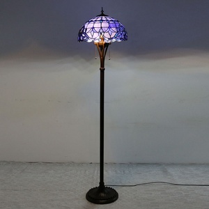 LongHuiJing for LED Floor Lamp 63Inch Tall Bright <b>Standing</b> Reading Light Multicolored Stained Glass Lampshade Lamps Home - Product Image 4
