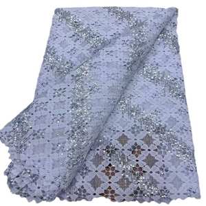 Tela de encaje africana de guipur con lentejuelas de ancho completo, elegante, sexy, de lujo, tradicional, hueca, de seda de leche, bordada, vintage, romántica, para bolsos - Product Image 6