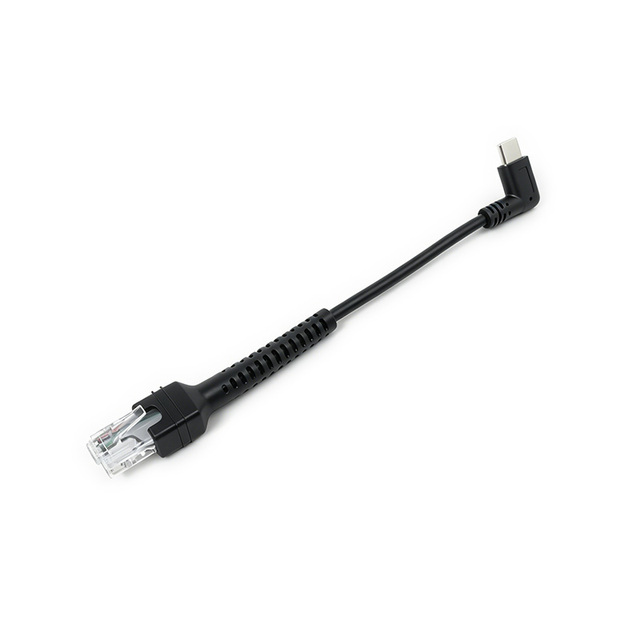 USB Type-C to RJ50 Adapter Cable 17cm Black 90 Degree Right Angle Pure Copper Metal TPE PVC Jacket Computer Use