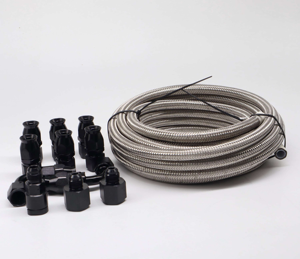 Kit de línea de combustible de PTFE/CPE trenzado de nailon y acero inoxidable reutilizable con conectores giratorios 4AN 6AN 8AN 10AN de 10FT <span class=keywords><strong>20FT</strong></span> 30FT para bombas de combustible - Product Image 5