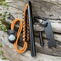 Allume-feu de survie en plein air, bâton de magnésium, kit d'allumage d'urgence portable, boussole, sifflet, outils de camping et de randonnée