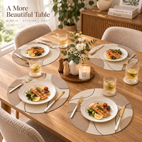 Sets de table en cuir PU floral crème vintage personnalisés, imperméables et résistants à l'huile, minimalistes et luxueux pour la décoration de la maison