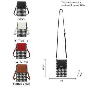 Baellerry Women's Phone Bag Houndstooth Magnetic Buckle Crossbody <b>Small</b> Shoulder Bag With <b>Wallet</b> Function - Product Image 3