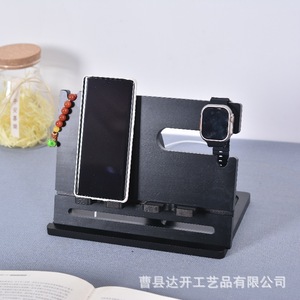 Wooden Creative Lazy Phone Stand Black 25.5x19x17cm Multifunctional Desktop Storage <b>Rack</b> For Watches <b>Glasses</b> Keys Jewelry - Product Image 3