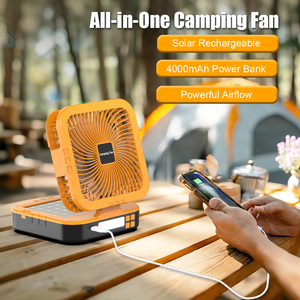 Ventilatore da Campeggio Ricaricabile Solare 4000mAh con Luce LED, Oscillazione e Power Bank USB-<span class=keywords><strong>C</strong></span> per Auto e Camper, Personalizzabile OEM ODM - Product Image 2