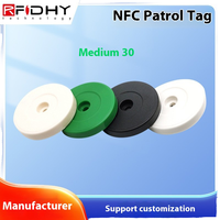 Étiquette NFC électronique miniature ISO14443A NTAG213 ABS RFIDHY 13,56 MHz Dia.30mm pour la patrouille et l'inspection des villes intelligentes