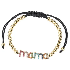 OEM/ODM Mother's Day Gift 2023 Fashion Jewelry Cubic Zirconia 18K Gold Plated Mama Bracelet Wholesale