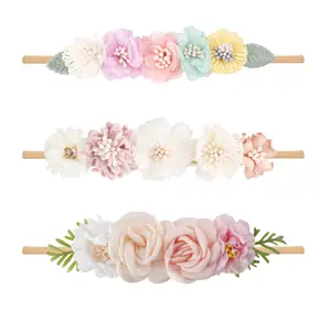 Boutique DIY Baby Girl Headbands Tiny Dainty Floral Headband Children Wedding Party Hair Accessories Wholesale