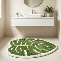 Tapis en forme de plante, peluche douce, dos antidérapant, forme de feuille irrégulière, décoration intérieure pour chambre à coucher et salon