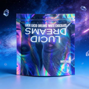 Custom Logo Holographic Food Grade Heat Seal Zip Lock Snack Bags for <b>Chocolate</b> Packaging - Product Image 2