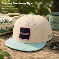 Topi Snapback Linen Dua Warna Custom, Dapat Disesuaikan, 6 Panel, Pinggiran Datar, Topi Baseball, Logo Patch Tenun, Streetwear, Grosir
