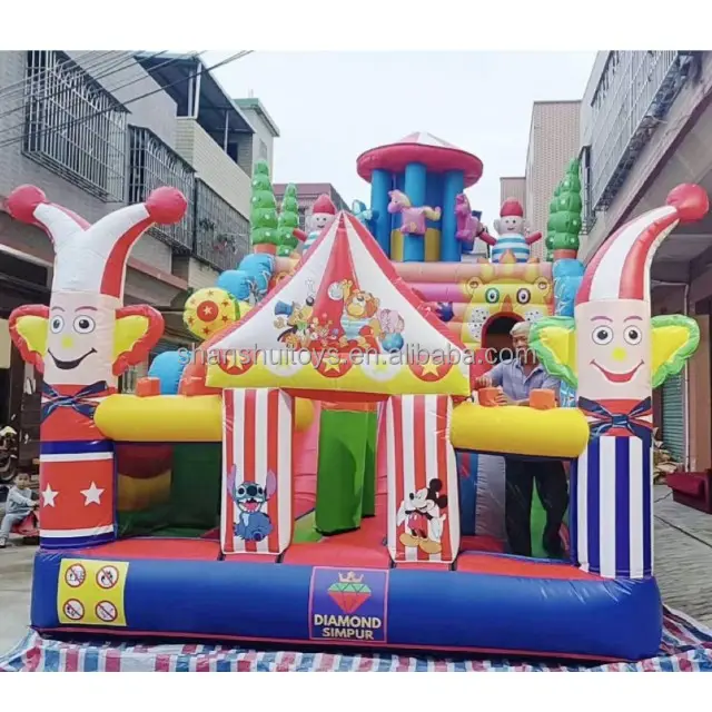 New design inflatable clown bounce fun city/kids playground inflatable amusement park