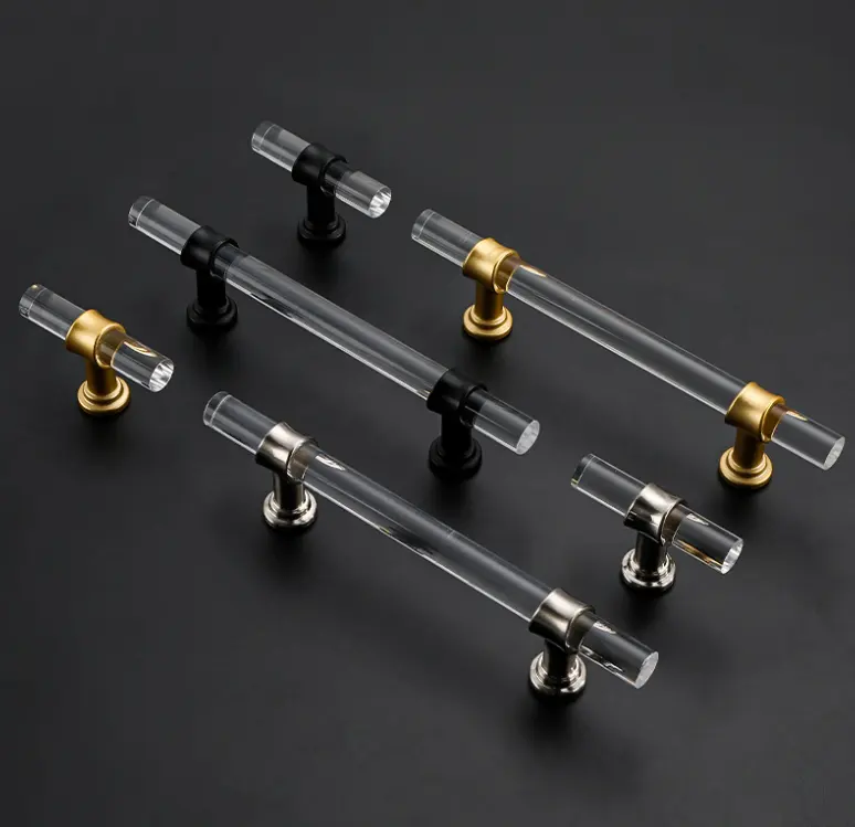 Acrylic strip handle modern simple cabinet gold transparent drawer wardrobe furniture light luxury door handle