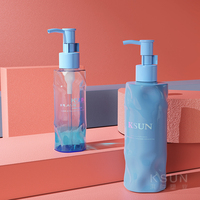 Color blanco 300ml PETG forma de onda botellas de champú y acondicionador de plástico con bomba