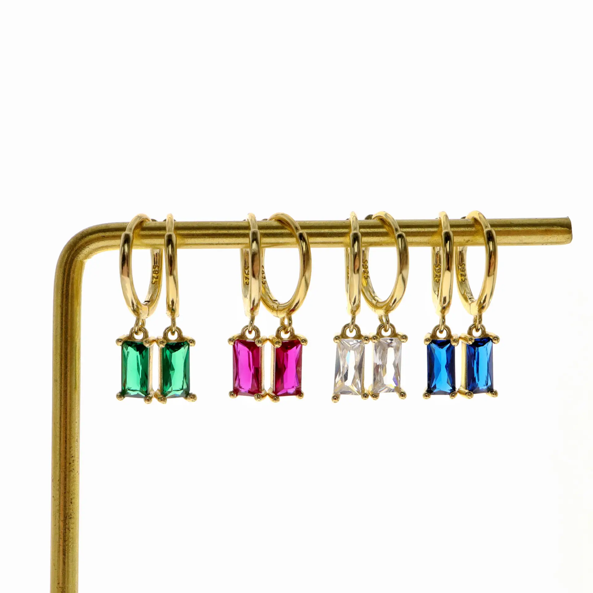 Huggie aro-pendientes de plata de primera ley y circón para mujer, aretes pequeños, aros pequeños, plata esterlina, Circonia cúbica, zirconia, circonita, zirconita, chapado en oro