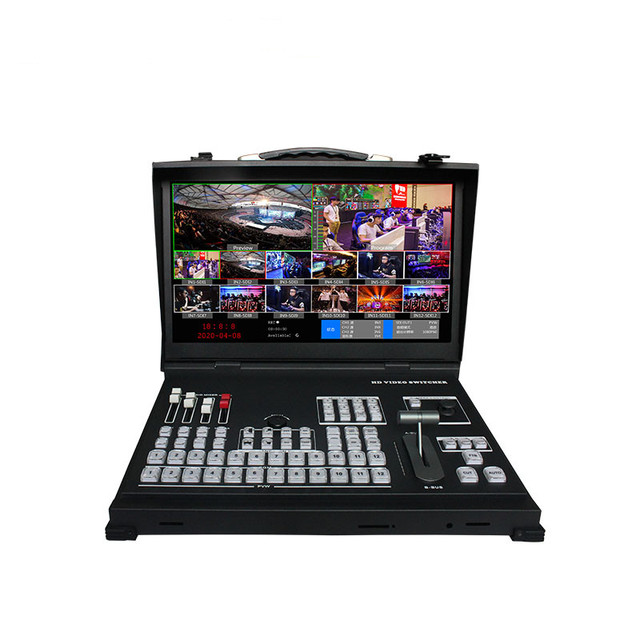 Devicewell HDS9112 12 Channel SDI Input 4-Channel SDI Output 17inch Screen Black ABS 12V/DC Video Switcher for Live Streaming