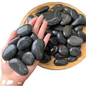 Directo de fábrica, piedra Natural negra de alto pulido, piedra de paisaje de roca de Río adoquín para decoración al aire libre - Product Image 3