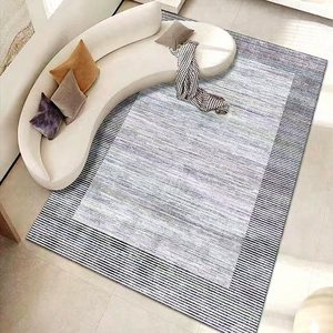 High-Grade Gray Loop Pile Polyester Geometric Pattern <b>Light</b> Luxury Anti-slip Customizable Washable Carpet Living Room Bedroom - Product Image 5