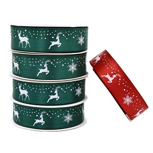 Custom Christmas Printed Satin <b>Ribbon</b> Personalized Logo For Holiday Gift Wrapping - Product Image 3