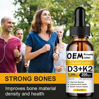 Suplemento de Vitamina D3 K2 OEM, Gotas Líquidas de Vitamina D3 K2 con Aceite de Oliva Virgen Extra, Favorece la Salud Ósea