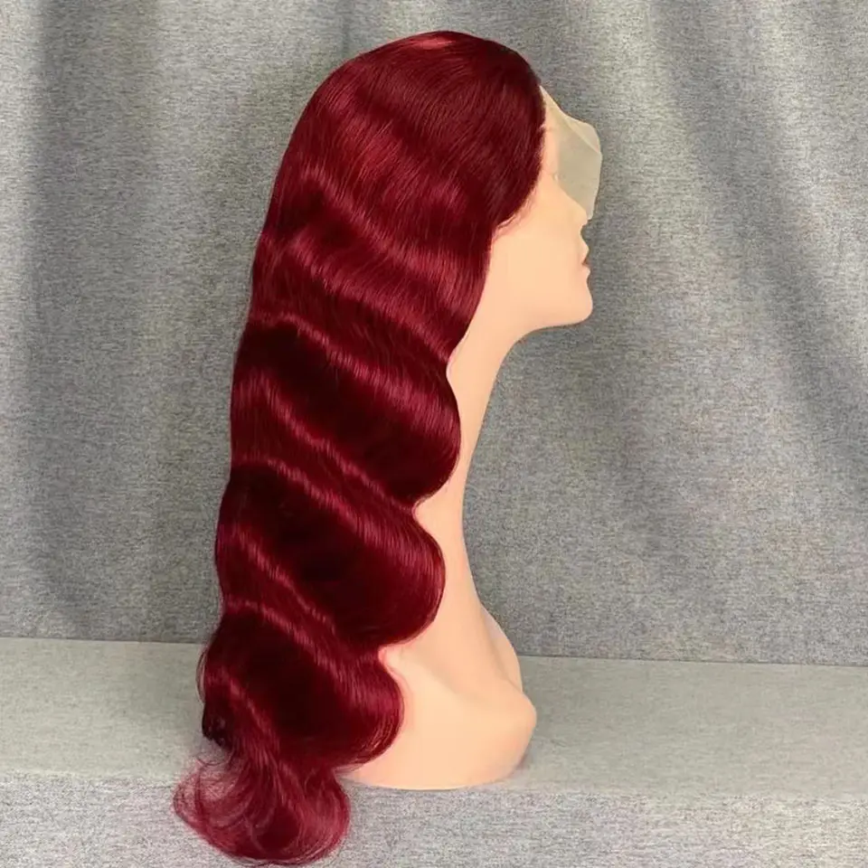 13X6 13X4 Color 99j Red Burgundy 150% Virgin Wig Black Brown Blond Ombre Human Hair Deep Curly Frontal Wig