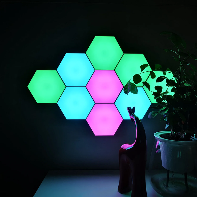 Creative Decoration Led Night Light RGB Hexagon Light Panels for Gaming Room Smart Home Decor Lamp