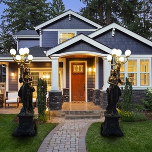 Escultura <span class=keywords><strong>de</strong></span> Lámpara <span class=keywords><strong>de</strong></span> Dama <span class=keywords><strong>de</strong></span> Bronce, Arte Metálico Decorativo para Interiores <span class=keywords><strong>de</strong></span> Casa Grande - Product Image 2