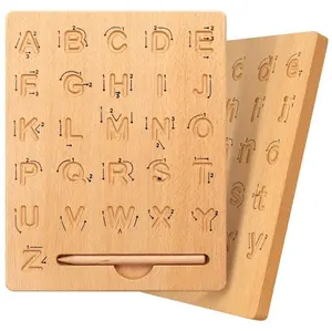 Wanhua Wooden Letters Practicing Board Double-sided Alphabet Tracing Tool Learning To Write Abc Educational Toy Gift For Kids