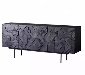 Gabinete lateral tallado de Bélgica nórdico PurelyFeel, gabinete de TV, sorpresa antigua, gabinete italiano de lujo con luz negra de madera - Product Image 1