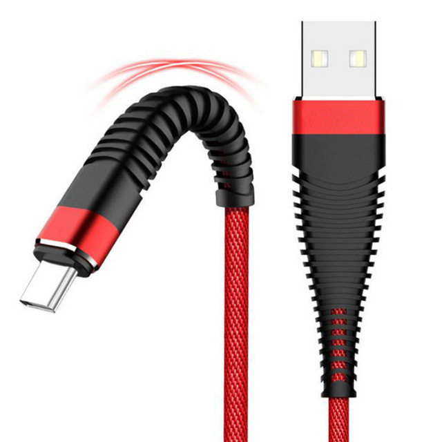 Durable 3A Wire Fast Charging Type-C Micro USB V8 Data Cable Fishbone Flexible Nylon Braided Phone Charging Line