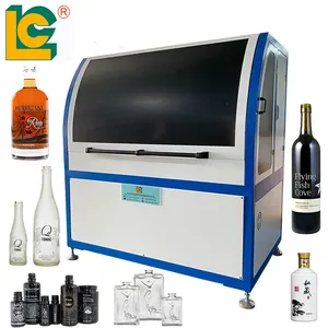 Full Automatic Glass Bottle Screen Printing Machine With Feeding And Unloading Conveyor Belt For Glass Cosmetic Bottle