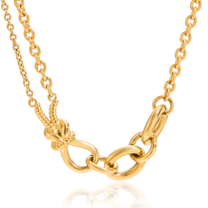 Collar de Acero Inoxidable Chapado en Oro de 18K, Diseño Clásico de Nudo de Hércules, Cierre Asimétrico OT - Product Image 6