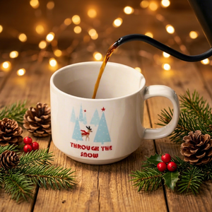 Customized Simple Porcelain Mug Set Christmas Holiday Gift Coffee <b>Latte</b> <b>Cup</b> Souvenir Set Four <b>Cups</b> Nordic Style Cartoon Pattern - Product Image 2