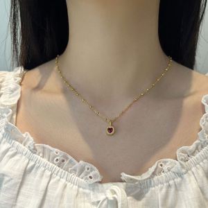 Collier Dylam Charm au design élégant, plaqué or 18 carats, argent S925, chaîne à maillons, chaîne à perles, pendentif en forme de cœur en zircone 5A - Product Image 6
