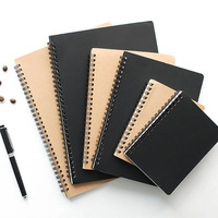 Cuaderno de Espiral con Cubierta de Cuero Vacuno Negro Simple, Bloc de Notas B5 A5, Cuaderno de Dibujo, Personalizable con Logotipo